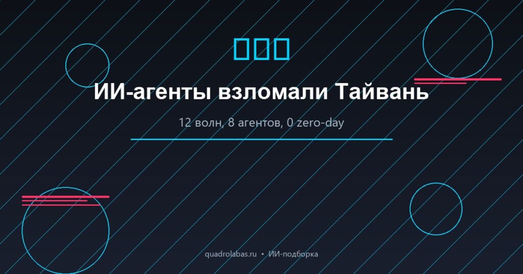 ИИ-агенты взломали Тайвань: 12 волн, 8 агентов, 0 zero-day