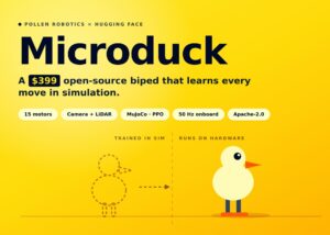 Microduck за $399: открытый двуногий робот Pollen Robotics и Hugging Face, которого можно обучить самому